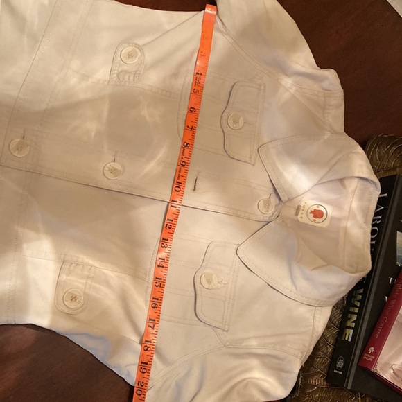 Anthropologie Tulle Brand Off White Trench Coat 🤍 100% Cotton 2 Deep Pockets - Picture 9 of 10